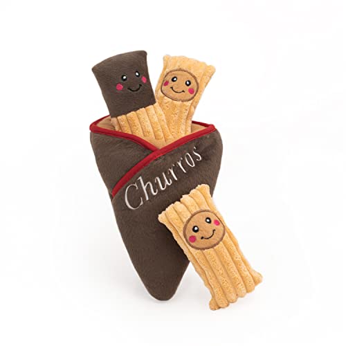 ZippyPaws Burrow- Interactive Dog & Puppy Toys for Boredom, Stimulating Pet Products to Keep Them Busy, Hide & Seek Plush Dog Puzzle, Enrichment Squeaky Toy, for Small & Medium Dogs- Churro Cone - style: Churro Cone