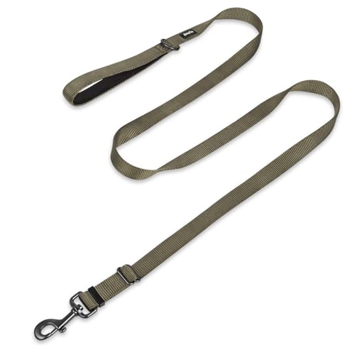 Pets Premium Upgraded Adjustable Between 4 Feet and 6 Feet Leash with Sturdy Nylon and Super Soft Neoprene Lined Handle for Small Medium Large Dogs Lead - color: Military Green, size: Large Adjustable 6 Feet
