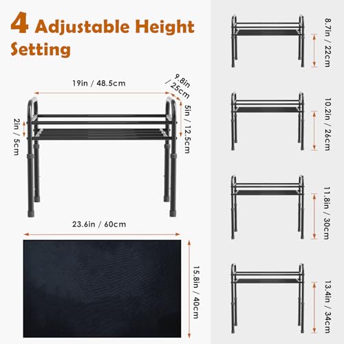 ADENGL Raised Dog Bowl Stand for XLarge & Large Dogs,Table Steel Frame Elevated Dog Bowls Stand with Mat,Non-Slip No Spill,Adjusts to 4 Heights 8.7-13.4", Holds 6-8.7" Diameter Bowl(Bowl Not Included) - color: Black (Bowls Not Included), size: Height:8.7"