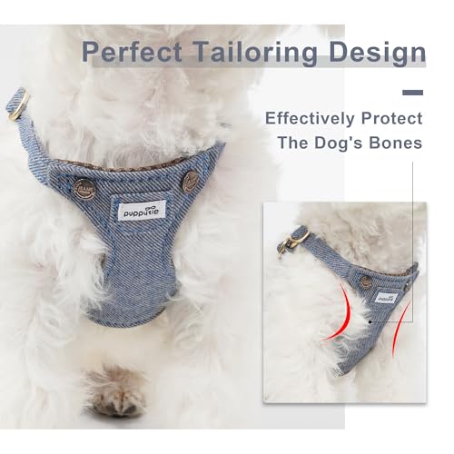 No Pull Small Dog Harness with Multifunction Dog Leash,Lightweight Soft Adjustable No Choke Escape Proof Pet Harness Vest Pet Harness Vest,Denim Light Blue,S - color: Pocket-Light Blue, size: S