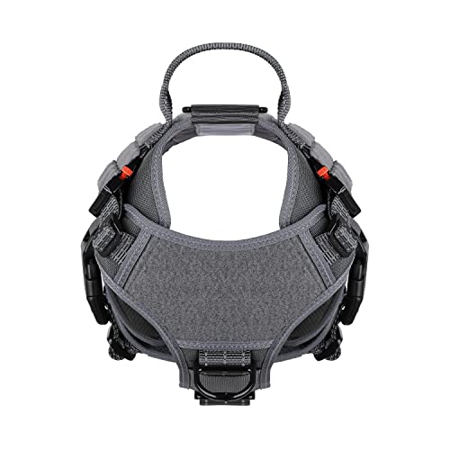 ICEFANG Tactical Dog Harness, Medium Size,2X Metal Buckle,Working Dog MOLLE Vest with Handle,No Pulling Front Leash Clip,Hook and Loop Panel (Grey,M (Pack of 1)) - color: Grey, size: Medium (Pack of 1)