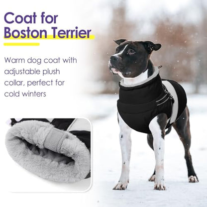 Small Dog Coat with Harness Built in, Warm Dog Jacket Winter with Zipper On Back, Waterproof Pet Snow Jacket Snowsuit Pet Sweater Clothes for Puppy, Black XS - color: Black, size: X-Small