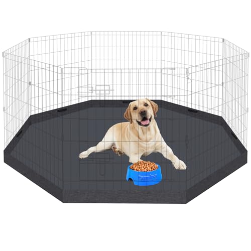 Dog Playpen Regular Octagon Metal Exercise Pet Playpen 8 Panels 24 Inch Bottom Pad Cover for Small Medium Pets Indoor Outdoor(Only Black Bottom pad Cover, Playpen Not Included) - style: Black Bottom pad cover