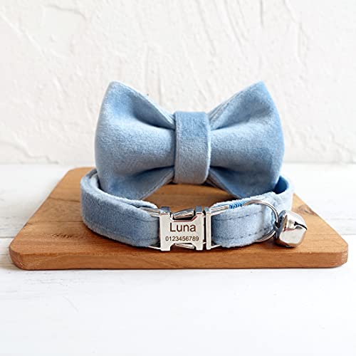 Cat Collar Personalized with Name Phone Number Engraved,Customized with Bell for Small Dogs Puppy Kitten - color: Blue, size: S (6"-10")