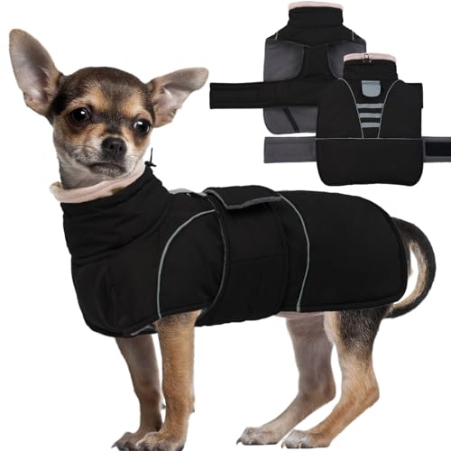 Dog Winter Coat for Small to Large Dogs(XS-XXXL)– Waterproof Windproof Fleece Lined Jacket with Reflective Trim,Pet Vest with Adjustable Buckles, Machine Washable Black XS - color: Black, size: X-Small