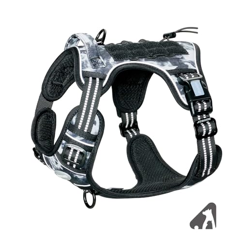 AUROTH Tactical Dog Harness for Small Medium Large Dogs No Pull Adjustable Pet Harness Reflective K9 Working Training Easy Control Pet Vest Military Service Dog Harnesses (S, Black Ink) - color: Black Ink, size: S(Neck:14-21",Chest:20-31"),18-35 lbs
