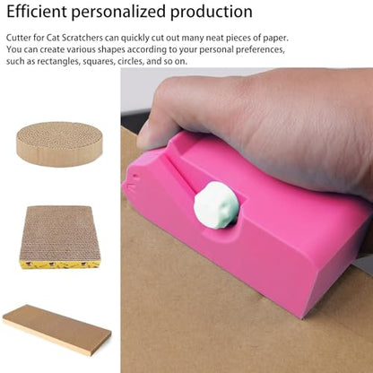 Cardboard Cutter for Cat Scratchers with 10pcs Blade,3D Printed Card Board Cutter Kids DIY Cat Scratchers Cardboard Strip Tool Machine for Cat Lovers (Pink) - color: Pink