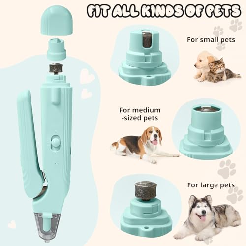 2-in-1 Dog Nail Trimmers & Dog Nail Grinder, Dog Nail Clippers with 2 LED Lights & Safety Guard, USB Rechargeable, Multiple Grinding Methods for Small, Medium, and Large Dogs & Cats (Green) - color: Green