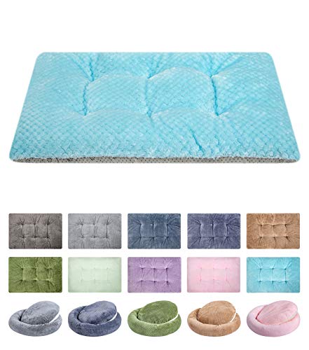 WONDER MIRACLE Fuzzy Deluxe Pet Beds, Super Plush Dog or Cat Beds Ideal for Dog Crates, Machine Wash & Dryer Friendly (15" x 23", S-Ice Blue) - color: S-Ice Blue, size: 15" x 23"