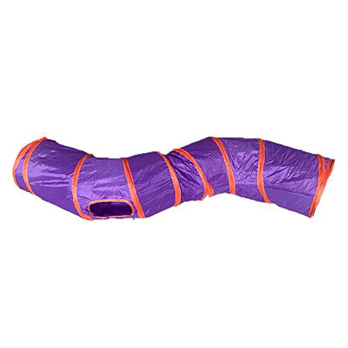 iCAGY Cat Tunnel for Indoor Cats Interactive, Rabbit Tunnel Toys, Pet Toys Play Tunnels for Cats Kittens Rabbits Puppies Crinkle Pop Up 47" Shape S - color: Purple