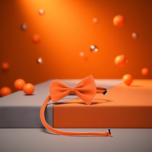 Orange Dog Bow Ties with Adjustable Collar Pet Neckties Cat Bow Tie Dogs Bowtie Collar Dog Bows Grooming Solid Puppy Neckties Cat Collars Basic Dog Collars