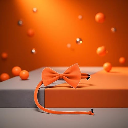 Orange Dog Bow Ties with Adjustable Collar Pet Neckties Cat Bow Tie Dogs Bowtie Collar Dog Bows Grooming Solid Puppy Neckties Cat Collars Basic Dog Collars