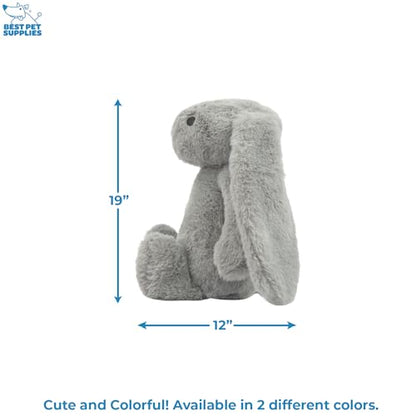 Best Pet Supplies Interactive Squeaky Dog Chew Toy, Ideal Dog Toys for Chewers, Small, Medium & Large Dogs, and Fetch Lovers - Bunny (Beige, Gray), Large - color: Bunny (Beige, Gray), size: Large