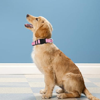 Reflective Dog Collar, Adjustable Soft Neoprene Padded Nylon Pet Collars with Buckle for Puppy and Small Dogs, Cats, Light Pink,XS - color: Light Pink, size: X-Small