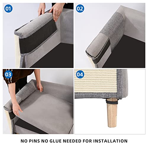 Cat Scratch Couch Protector with Natural Sisal for Protecting Couch Sofa Chair Furniture,Couch Protector from Cat Claws 23.6" L*19.7" W(Light Grey/Right Hand) - color: Light Grey