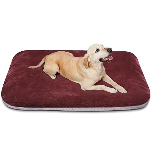 Super Soft Large Dog Bed, 39 Inches Orthopedic Foam Pet Beds with Anti Slip Bottom, Dog Sleeping Mattress with Removable and Washable Cover, Burgundy L,39'' X 33.5'' X 3.7'' - color: Burgundy, size: 39.0"L x 33.5"W x 4.0"Th