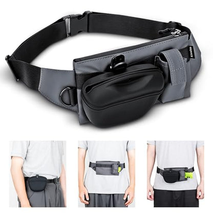2 In 1 Dog Treat Pouch for Training, Upgrade Treat Pouch for leash with Removable Clip on Silicone Treat Bag & Built-in Poop Bag Dispenser,Waist Belt Fanny Pack for Pet Puppy Training Walking Hiking
