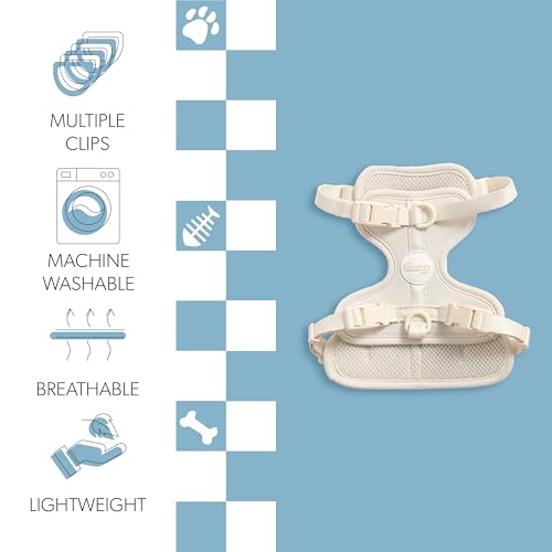 HNS1001L Arlo Small Adjustable Soft Padded No Pull Pet Harness with 3 Buckles and 3 Leash Clips, Bailey - color: Almond, size: Small (Chest: 14 - 22")