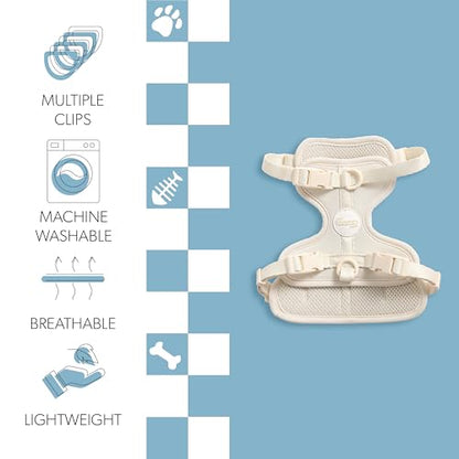 HNS1001L Arlo Small Adjustable Soft Padded No Pull Pet Harness with 3 Buckles and 3 Leash Clips, Bailey - color: Almond, size: Small (Chest: 14 - 22")