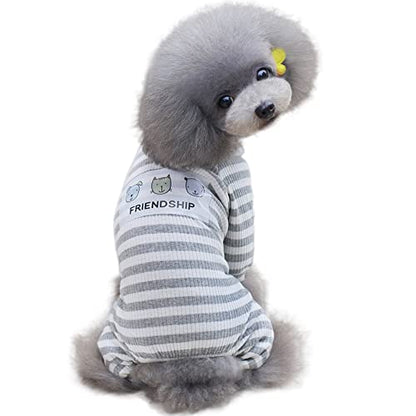 Dogs PJS Clothes for Small Dogs Girl Puppy Pajamas Long Sleeved Onsie Warm Coats Jumpers Outfits - color: GREY, size: M(Back9.8", Weight4-6.5 lbs)