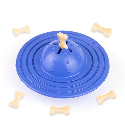 Fuzzl Eco Rubber Chuck & Treat Sky Saucer - Blue - Long Lasting Dog Chew Toys for Aggressive Chewers Strong Dog Toy for Dogs Durable Puppy Toys - style: UFO Blue