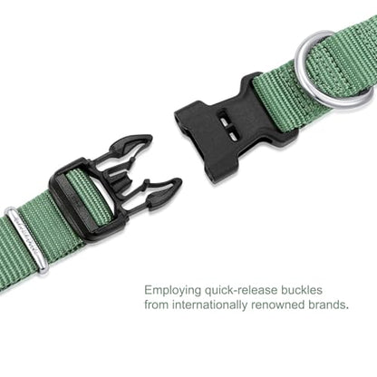 Mikivery Nylon Dog Collar with Quick Release Buckle Soft Adjustable Sturdy for Small Medium Large Dogs Emerald,L - color: Emerald, size: L：17.5"-25.5"
