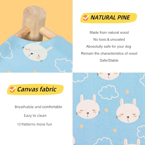 Cat and Dog Hammock Bed for Small Dogs, Brethable Wooden Cat Pet Rabbit Elevated Cooling Outdoor Bed Cots Furniture for Summer Rabbits - color: Rabbit
