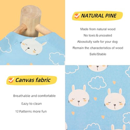 Cat and Dog Hammock Bed for Small Dogs, Brethable Wooden Cat Pet Rabbit Elevated Cooling Outdoor Bed Cots Furniture for Summer Rabbits - color: Rabbit