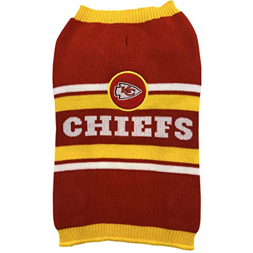 NFL Kansas City Chiefs Dog Sweater, Size Extra Small. Warm and Cozy Knit Pet Sweater with NFL Team Logo, Best Puppy Sweater for Large and Small Dogs - color: Kansas City Chiefs, size: X-Small