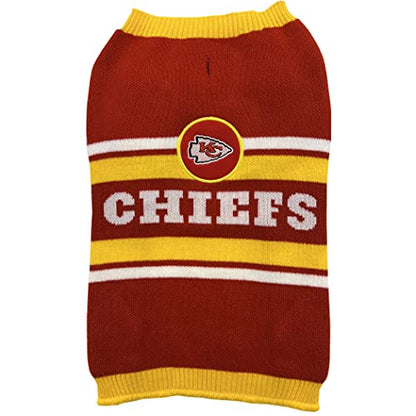 NFL Kansas City Chiefs Dog Sweater, Size Small. Warm and Cozy Knit Pet Sweater with NFL Team Logo, Best Puppy Sweater for Large and Small Dogs - color: Kansas City Chiefs, size: Small