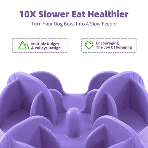Jaoul Slow Feeder Dog Bowls Insert, 5.4 Inch Cuttable Slow Feeder Insert with 17 Octopus Suction Cups for Small Size Dog Food Bowl (Small, Purple) - color: Purple, size: Cuttable(Small)