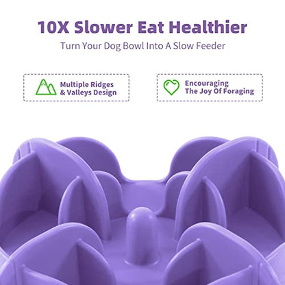 Jaoul Slow Feeder Dog Bowls Insert, 5.4 Inch Cuttable Slow Feeder Insert with 17 Octopus Suction Cups for Small Size Dog Food Bowl (Small, Purple) - color: Purple, size: Cuttable(Small)