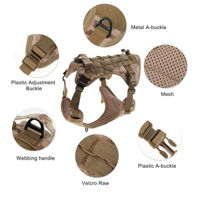 Dog Harness, Mesh Design Dog Harness, Breathable No Pull Dog Vest, for Hiking, for Small Medium Large Dogs, Camouflage, Medium