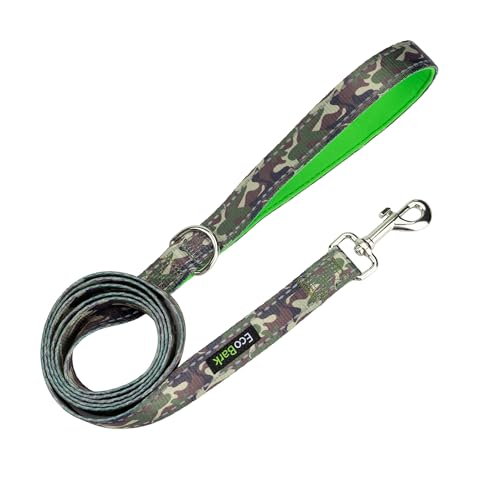 EcoBark Teacup Dog Leash - Soft & Reflective Toy Breed Leashes with Padded Handle - Strong & Durable - Training and Pulling for Tiny & Small Dogs (Camo) - color: Camo, size: 6 ft x 5/8 in - Thinnest Width