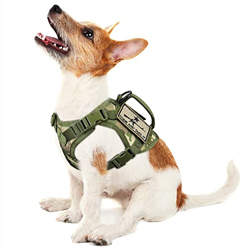 Tactical Puppy Vest Harness, Adjustable Military Vests for Small Dogs Outdoor Training Puppy Harnesses with Handle (XS, Camo) - color: Camo