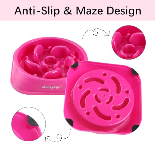 MateeyLife Slow Feeder Dog Bowls, Anti-Choking Puzzle Dog Food Bowls, Anti-Slip Interactive Feeding Slow Down Eating, Bloat Stop Maze Dishes for Medium Large Breeds Purple - color: J-Purple, size: Medium