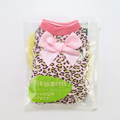 Fitwarm Leopard Dog Pajamas, Fleece Dog Clothes for Small Dogs Girl with Legs, Pet Onesie, Cat Outfit, Pink, Small - color: Leopard, size: Small