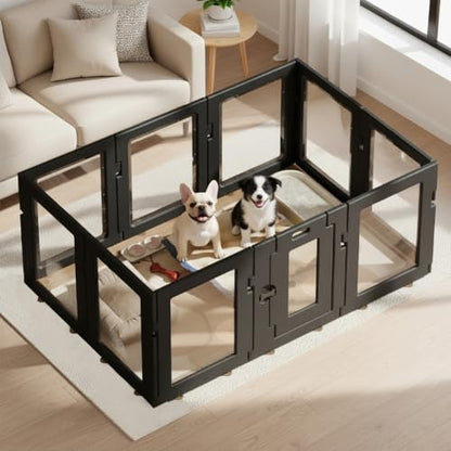 Clear Acrylic Dog Playpen 2 PCS, 2 Panels, Includes 1 Gate & 1 Panel, Pink - color: Black, style: 2 Panels - 24 In