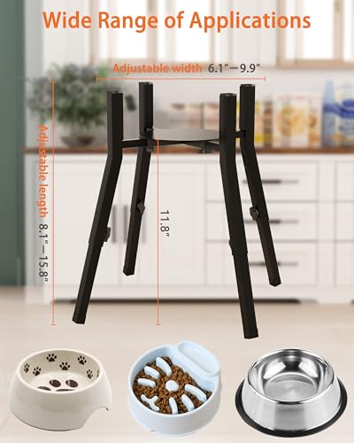 Raised Dog Bowl Stand for Large Dogs Adjustable Elevated Dog Bowl Fits 6-10" Bowls, Height Adjustable to 7.5-15" Tall,Single Food and Water Stand Feeder(Bowl not Included)