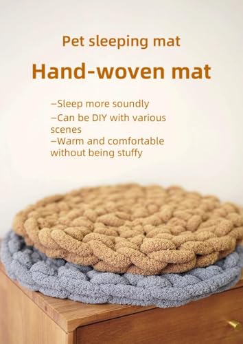 Hand-Woven Cat Mattress Nest Space Capsule Stepping Milk Round Cushion Pet Warm Pad Sleeping Four Seasons Indoor Pet Cat Climbing Frame Mat Enlarged Thickened (White, 45CM) - color: White, size: 45CM