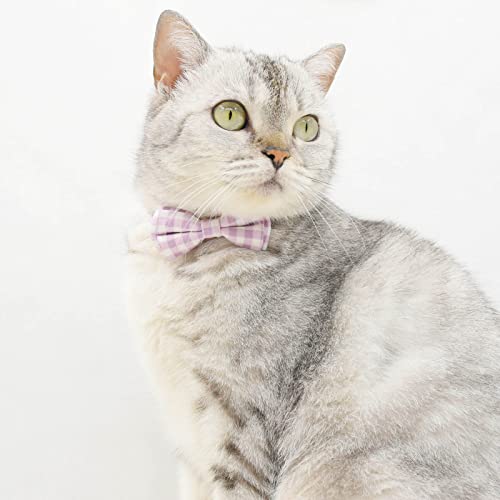Bowtie Cat Collars Breakaway with Bell, Adjustable Cute Kitty Collars Safety Buckle Kitten Collar for Cat Puppy 7.5-11in (Purple Plaid) - color: Purple Plaid