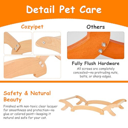 Elevated Cat Bed with Sisal Hammock for Cats, Large Sisal Scratcher Bed for Indoor Cats, Solid Beech Wood Frame up to 22Lbs (26.3" Lx16.1 Dx4.7 H)