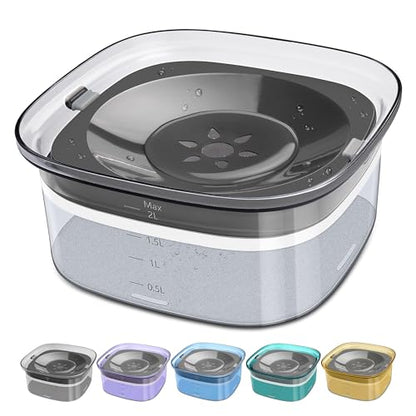 UPSKY 70oz Dog Water Bowl 2L No Spill Dog Bowls Large Capacity Spill Proof Slow Water Feeder, No Splash Pet Water Dispenser Vehicle Carried Travel Slow Drinking Bowl for Messy Drinkers - color: Gray, size: 2 L
