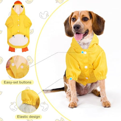 BEAUTYZOO Dog Raincoat Hooded Slicker Poncho, Waterproof Windproof Rain Jacket Hood with Harness Built in, Adjustable Reflective Duck Design Rain Coats for Small Medium Dogs Puppies, Yellow Size XS - color: Yellow Duck, size: XS(Back 10.5", Chest 16.9", N
