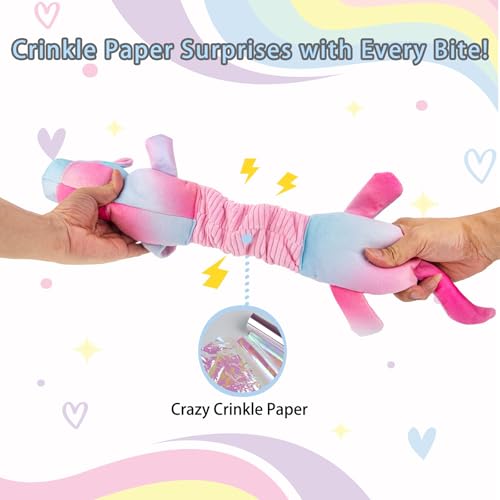 lilfrd Squeaky Crinkle Plush Unicorn Dog Toys, Dog Toys to Keep Them Busy, Tug of War & Pull Toys for Small, Medium Dogs Puppy - style: Unicorn