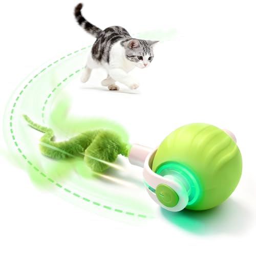 Interactive Cat Toys for Indoor Cats,Automatic Moving Kitten Toys,Cat Toys for Bored Indoor Adult Cats,Smart Rechargeable Cat Enrichment Toys for Small/Medium/Large Cats to Keep Them Busy, Cat Balls - color: 1 Green