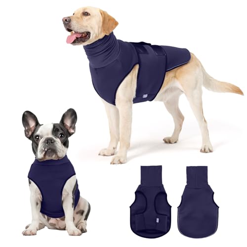 Dog Anxiety Vest and Coat, Skin-Friendly Anxiety Calming Hoodie with Ear Wrap, Dog Jacket for Thunder, Fireworks, Travel, Vet Visits and Separation - Keep Pet Calm Without Medicine & Training - color: Midnight Blue, size: XX-Small