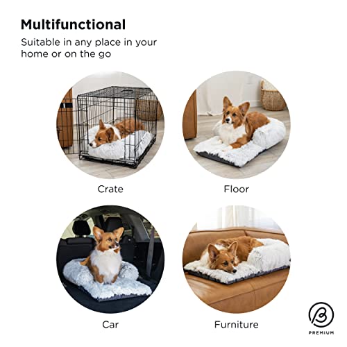 Best Friends by Sheri Nap Mat Dog Bed with Bolster - Washable Crate Pad, Removable Cover, Frost, Medium, 30x17 - size: Medium