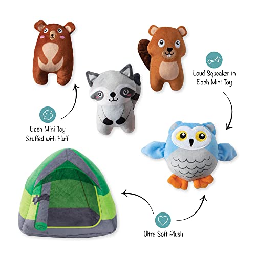 Fringe Studio Hide & Seek Burrow Plush Dog Toy Set, Happy Campers(289216), Multicolored - color: Happy Campers