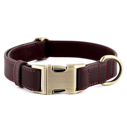 Plutus Pet Genuine Leather Dog Collar – Adjustable Pet Collar with Quick Release Metal Buckle, Soft Real Leather for Small Medium Large Dogs, Heavy Duty & Skin-Friendly (Copper Brown, XS) - color: Copper Brown, size: XS